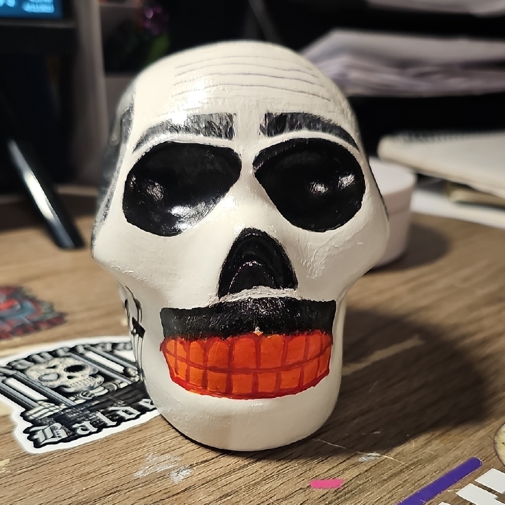 Decorative Skull Accent in Black and Orange ( The GOD FATHER )